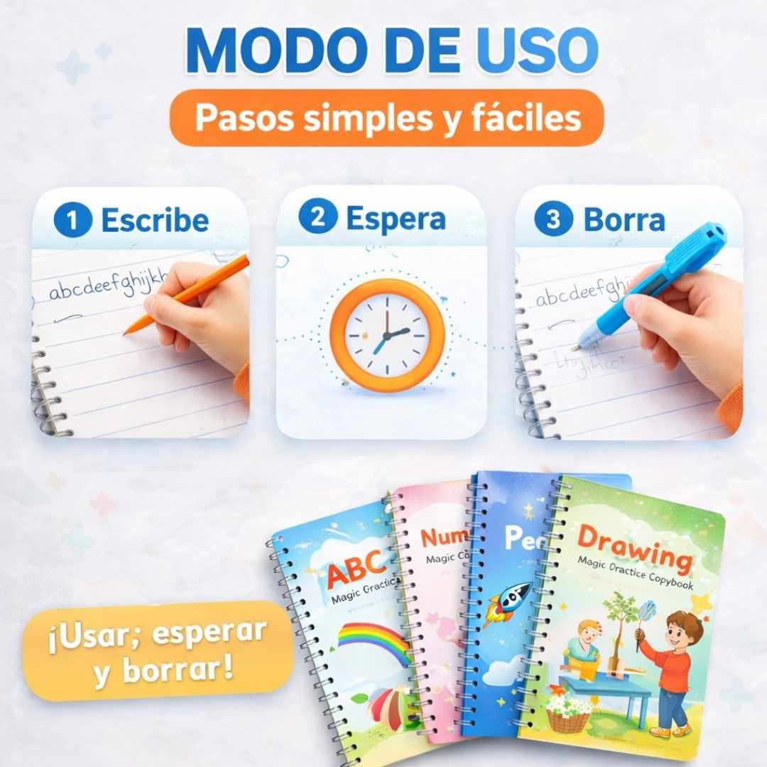 Set Cuadernos Mágicos x 4: Aprende y se Divierte al tiempo