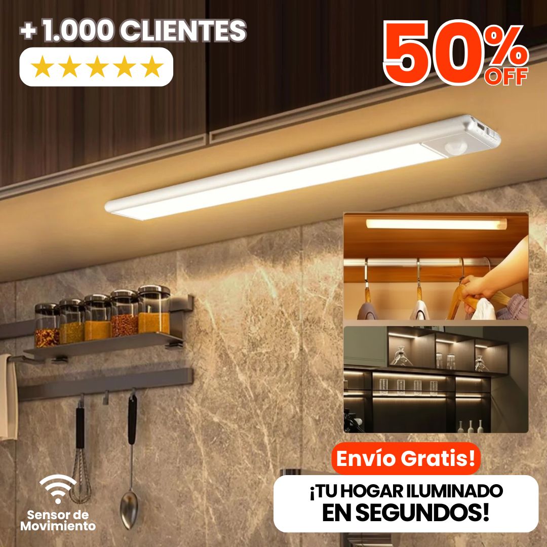 BARRA LUZ LED RECARGABLE CON SENSOR DE MOVIMIENTO