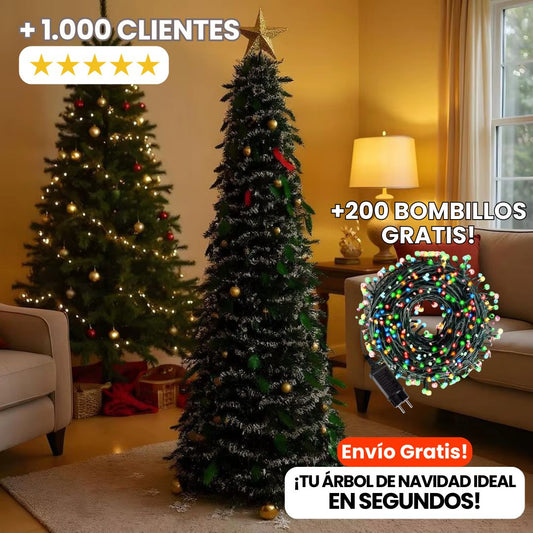 Arbol De Navidad Plegable 1.5mtros + Extensión 200 Bombillos GRATIS!