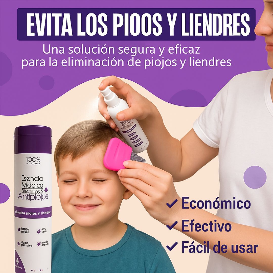 Kit Tratamiento Antipiojos Esencia Magica Natural + Spray Preventivo + Peine